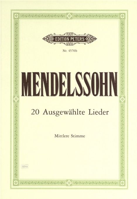 Felix Mendelssohn Bartholdy: Mendelssohn Barthold:20 Ausgewählte Lieder /KA, Noten