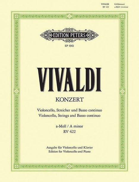 Cello Concerto in a Minor RV 442 (Edition for Cello and Piano), Buch