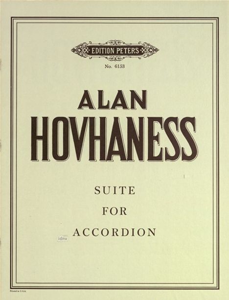 Alan Hovhaness: Suite für Akkordeon op. 166, Noten