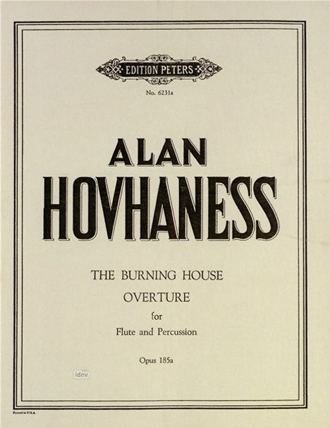 Alan Hovhaness: The Burning House (Oper in 1 A, Noten