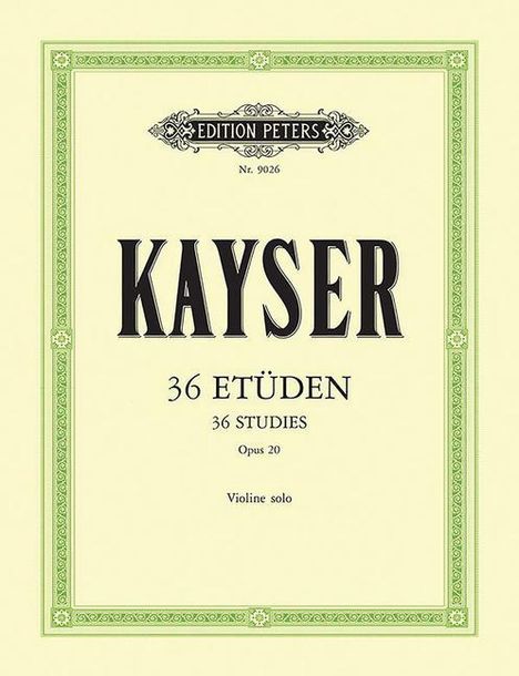 Heinrich Ernst Kayser: 36 Etüden op. 20, Buch
