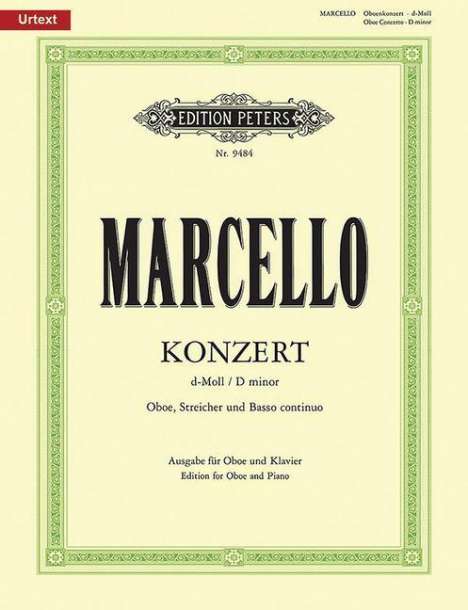 Alessandro Marcello (1669-1747): Oboenkonzert d-Moll für Oboe u. Klavier, Urtext (Fechner), Buch