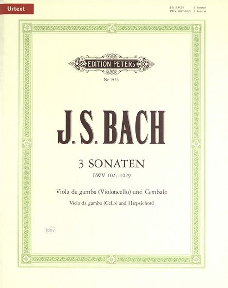 Johann Sebastian Bach: 3 Sonaten für Viola da gamba u, Noten