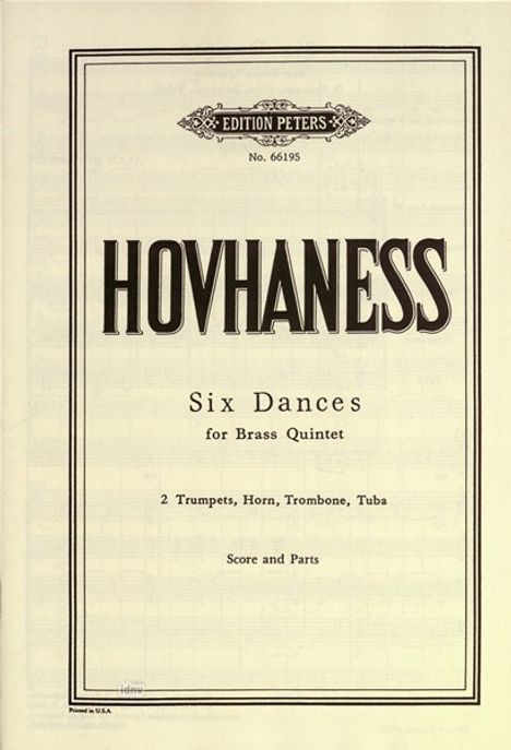 Alan Hovhaness: 6 Dances op. 79, Noten