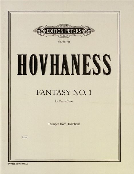 Alan Hovhaness: Fantasie Nr. 1 op. 70; 1, Noten