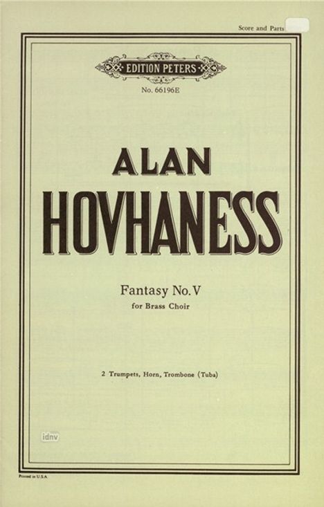 Alan Hovhaness: Fantasie Nr. 5 op. 70; 5, Noten