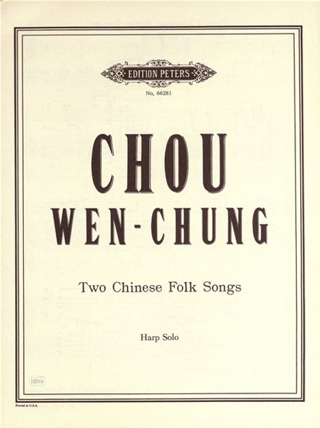 Wen-Chung Chou: 2 Chinesische Volkslieder, Noten