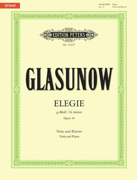 Alexander Glasunow: Elegy in G Minor Op. 44 for Viola and Piano, Noten