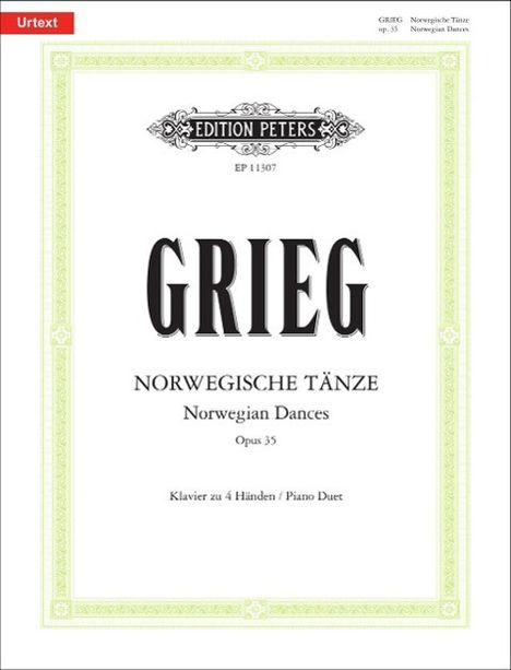 Edvard Grieg: Norwegian Dances Op. 35 for Piano Duet: Based on Edvard Grieg Complete Edition, Urtext, Noten