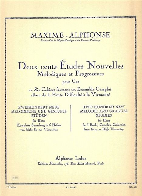 Maxime-Alphonse: 200 Etudes Nouvelles, Noten