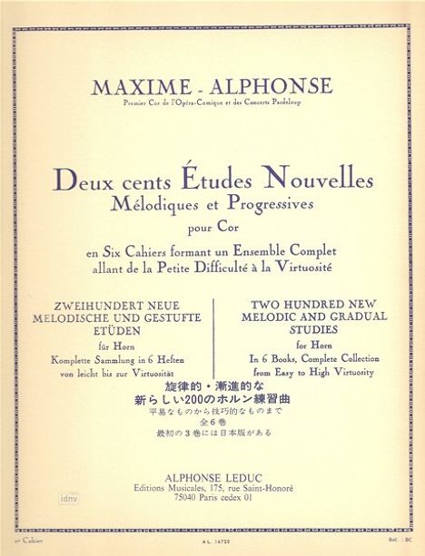 Maxime-Alphonse: 200 Etudes Nouvelles, Noten