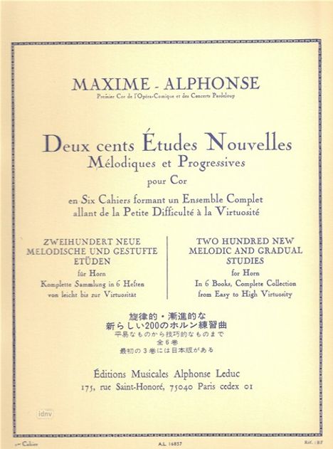 Maxime-Alphonse: 200 Etudes Nouvelles, Noten