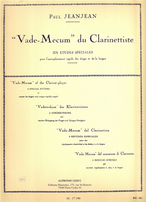 Jeanjean: Vade Mecum Du Clarinettiste, Noten