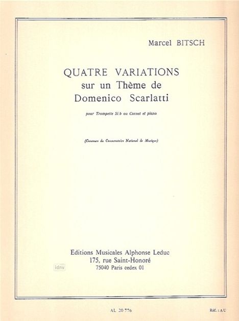 Bitsch: 4 Variations Sur Un Theme De, Noten