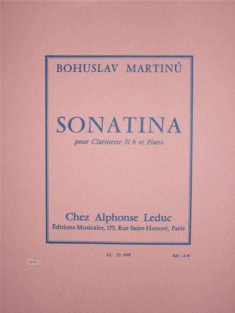 Bohuslav Martinu: Sonatina, Noten