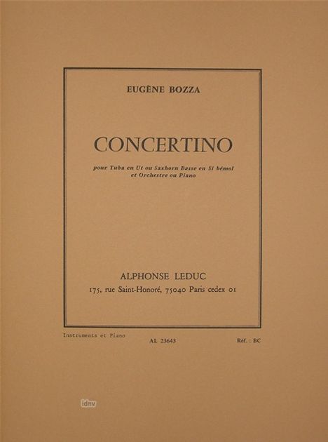 Eugene Bozza: Concertino (Tuba Et Orchestre, Noten