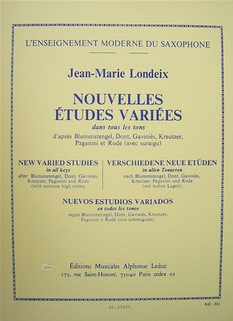 Londeix: Nouvelles Etudes Variees Dans, Noten