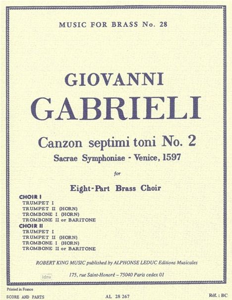 Giovanni Gabrieli: Canzon Septimi Toni Nr. 2, Noten