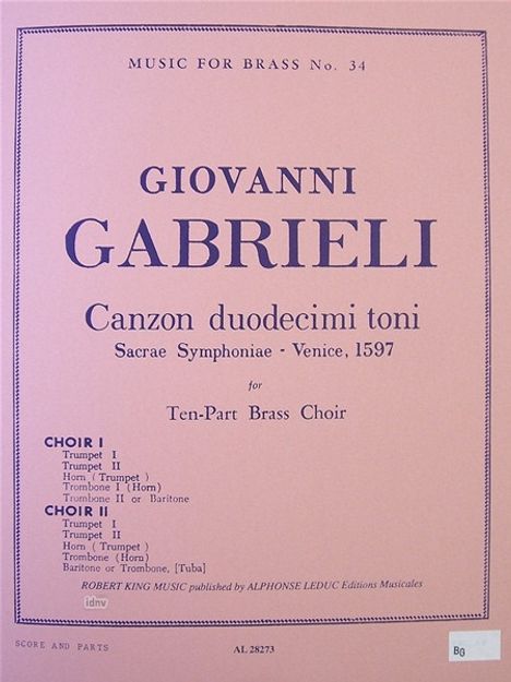 Giovanni Gabrieli: Canzon Duodecimi Toni, Noten