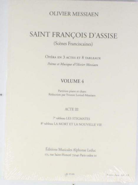 Olivier Messiaen: Saint François d'Assise, Noten