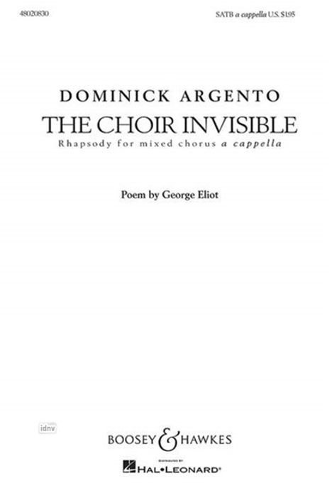 Dominick Argento: The Choir Invisible, Noten