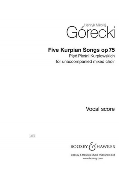 Henryk Mikolaj Gorecki: Five Kurpian Songs op. 75, Noten