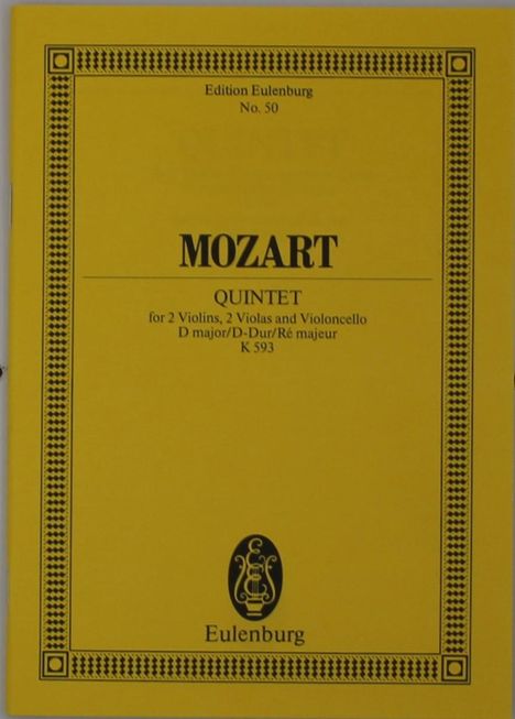 Wolfgang Amadeus Mozart: Streichquintett D-Dur KV 593,, Noten