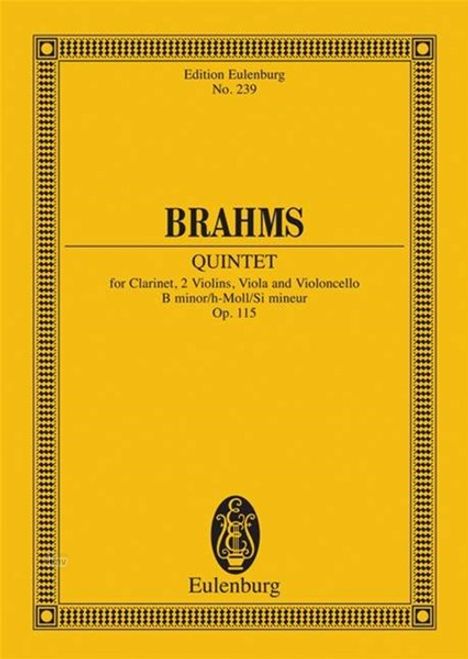 Johannes Brahms: Quintett h-Moll op. 115, Noten