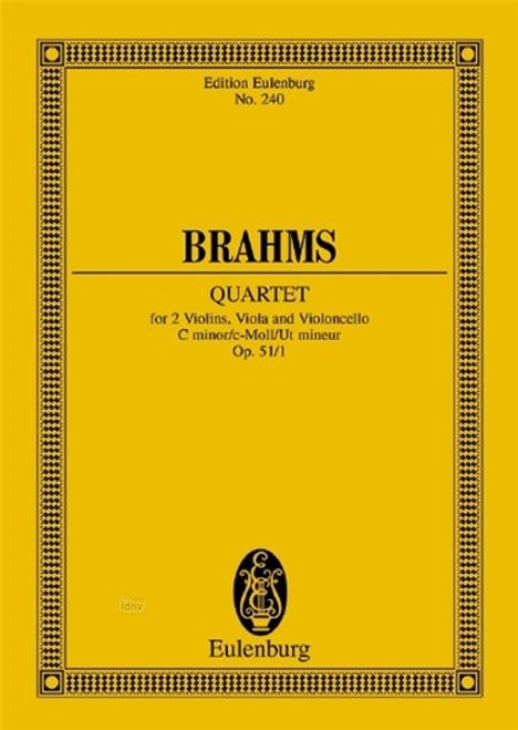 Johannes Brahms: Streichquartett c-Moll op. 51/1, Noten