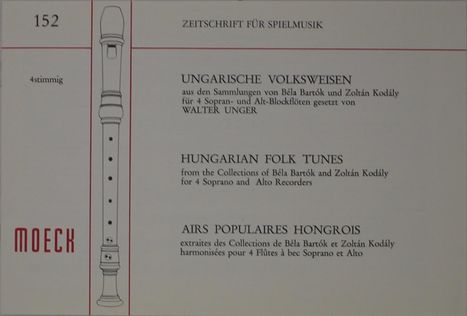 Bela Bartok: Ungarische Volksweisen aus den Sammlungen von Béla Bartók und Zoltán Kodály, Noten