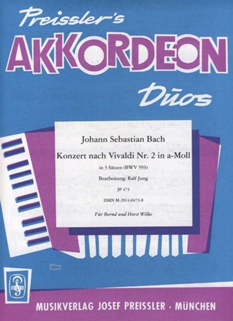 Johann Sebastian Bach: Konzert nach Vivaldi Nr. 2 in a-Moll BWV 593, Noten