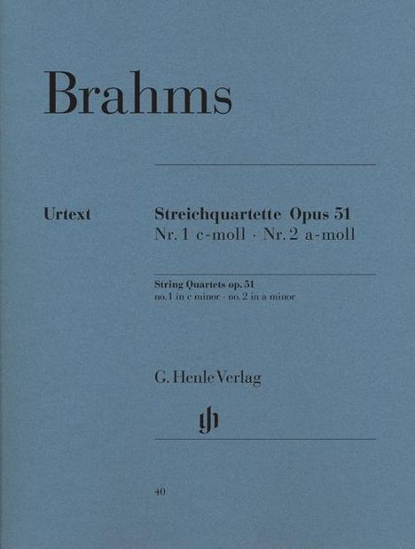 Johannes Brahms: Streichquartette c-moll und a-moll op. 51, Noten