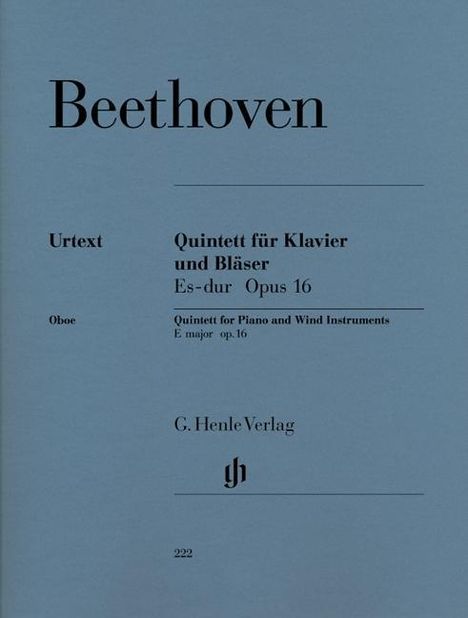 Klavierquintett Es-Dur op.16 (Bläserfassung), Klavier, Oboe, Klarinette, Horn und Fagott, Noten