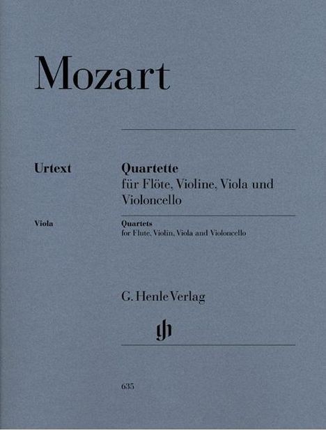 Wolfgang Amadeus Mozart: Flötenquartette für Flöte, Violine, Viola und Violoncello, Noten