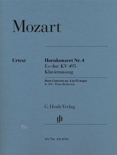 Konzert für Horn und Orchester Nr. 4 Es-Dur KV 495 (mit Es- und F-Stimme), Klavierauszug, Noten