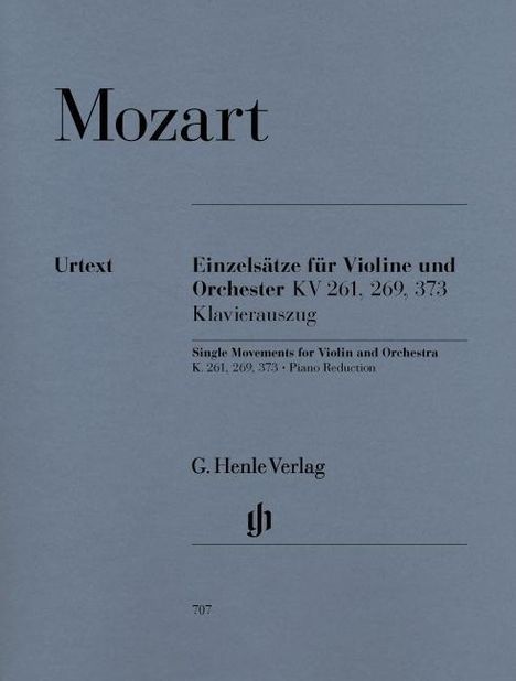 Einzelsätze für Violine und Orchester KV 261, 269 und 373, Klavierauszug, Noten