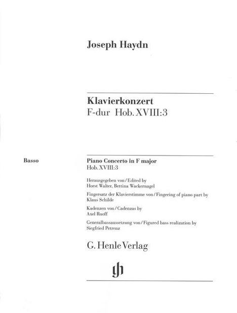 Joseph Haydn: Klavierkonzert F-dur Hob. XVIII:3, Noten