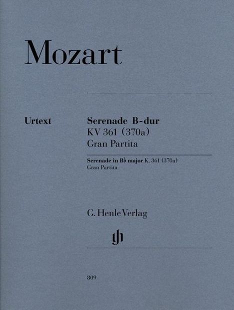 Serenade B-Dur KV 361 (370a) (Gran Partita), für 12 Bläser u. Kontrabass, Stimmensatz, Noten