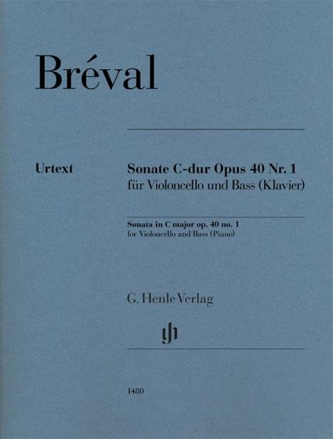 Jean-Baptiste Breval: Bréval, J: Sonata C major op. 40 no. 1 for Violoncello, Noten
