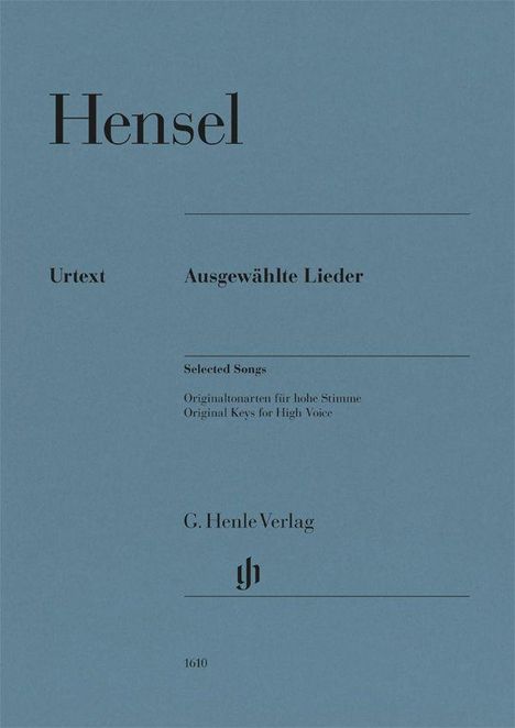 Text: Hensel, Urtext, Ausgewählte Lieder, C. Henle Verlag. Hellblaues Cover mit schlichtem Design.