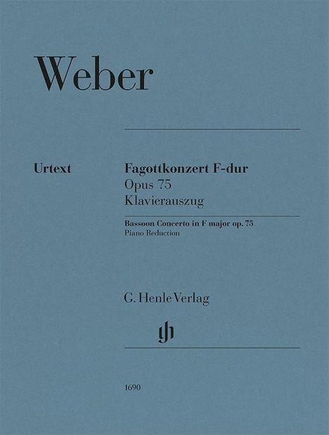 Weber, Fagottkonzert F-dur Opus 75, Klavierauszug, G. Henle Verlag Logo, blaue Hintergrundfarbe.