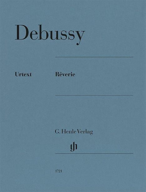 Debussy, Urtext, Rêverie, G. Henle Verlag. Blaues Cover, minimalistische Gestaltung, zentrierte und ausgerichtete Schrift.