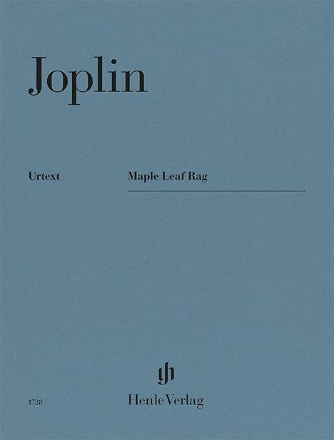 Text: Joplin, Urtext, Maple Leaf Rag, Henle Verlag, 1728. Blaues Cover mit typografischem Design.