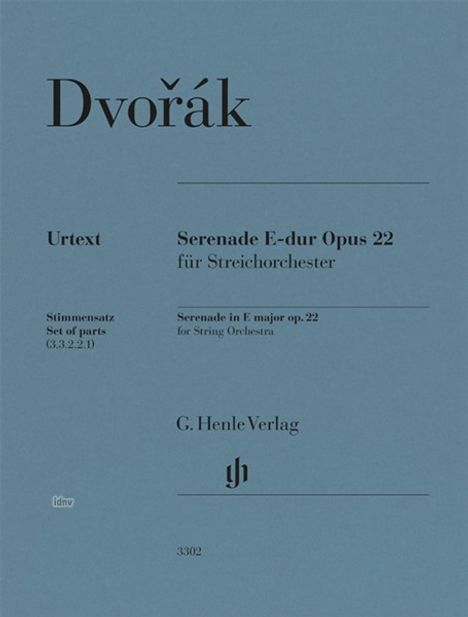 Antonin Dvorak: Serenade E-dur op. 22 für Streichorchester, Noten