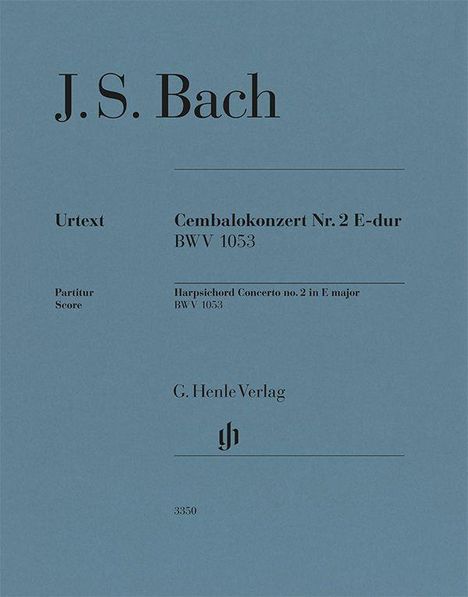 J.S. Bach, Cembalokonzert Nr. 2 E-dur BWV 1053, G. Henle Verlag. Blaues Cover mit Verlagsemblem unten.