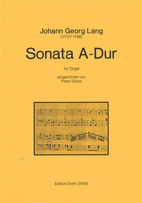 Johann Georg Lang: Sonata für Orgel A-Dur, Noten