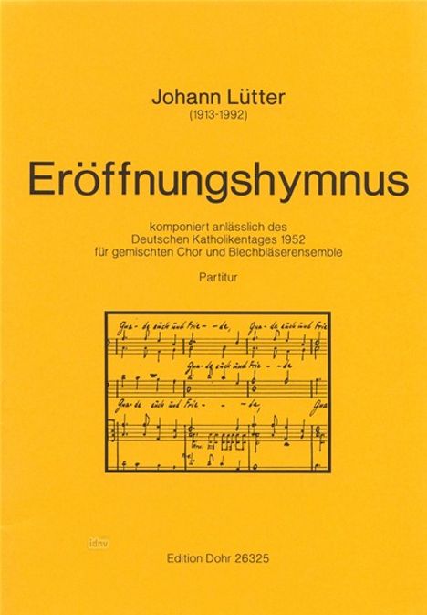 Johann Lütter: Eröffnungshymnus für gemischte, Noten