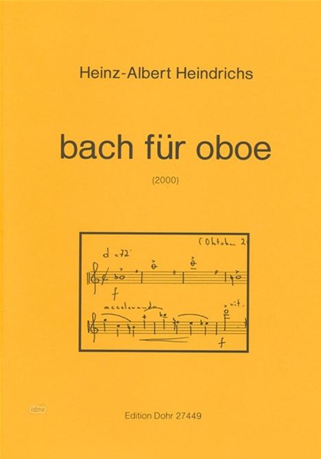 Heinz-Albert Heindrichs: bach für oboe, Noten