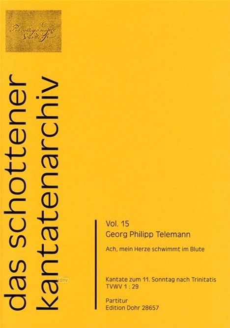 Georg Philipp Telemann: Ach, mein Herze schwimmt im Bl, Noten