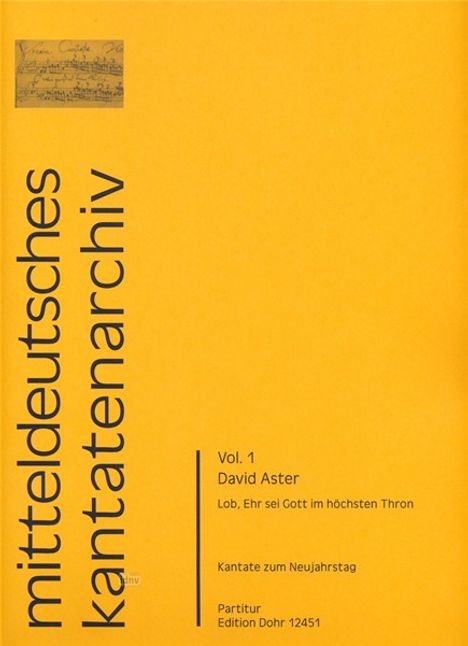 David Aster: Lob, Ehr sei Gott im höchsten Thron für Bass, Violine und B.c., Noten